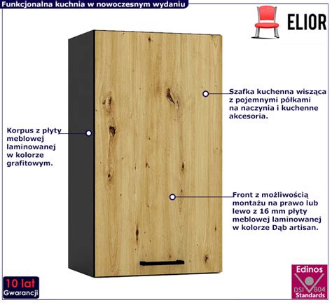 Kuchenna szafka górna grafit dąb artisan Beril 19X Edinos pl