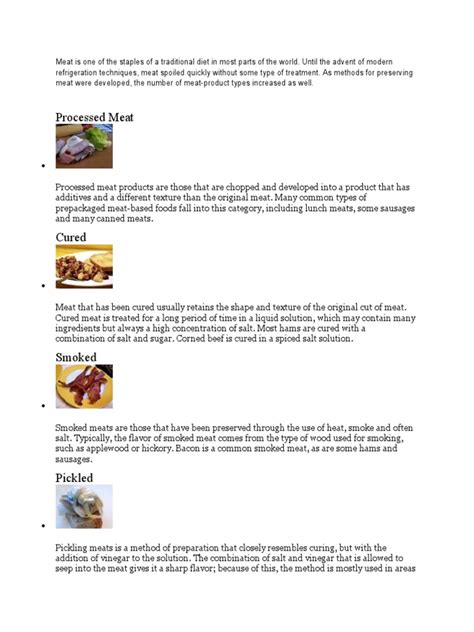 Different Kinds of Meat Products | PDF | Curing (Food Preservation) | Beef