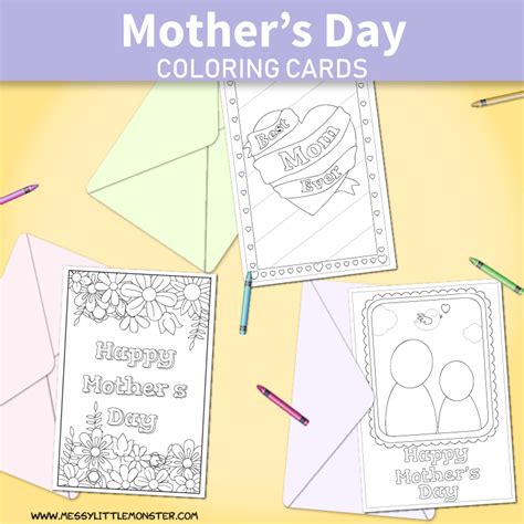 Printable Mother's Day Cards to Color - Messy Little Monster