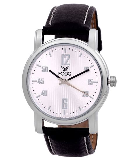 Fogg Black Leather Round Analog Watch Buy Fogg Black Leather Round