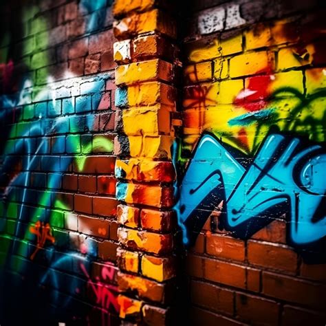 Premium AI Image | Graffiti on a brick wall Street art concept Grunge effect