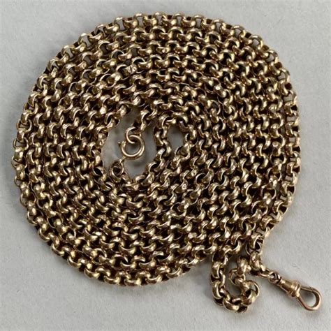 ANTIQUE 9CT GOLD Long Guard Muff Chain Belcher Links 55 5 141cm 32 6g