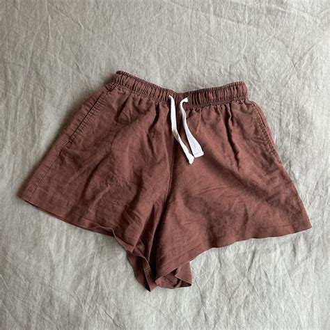 Nude Lucy Linen Shorts Size Xxs Rust Colour Depop