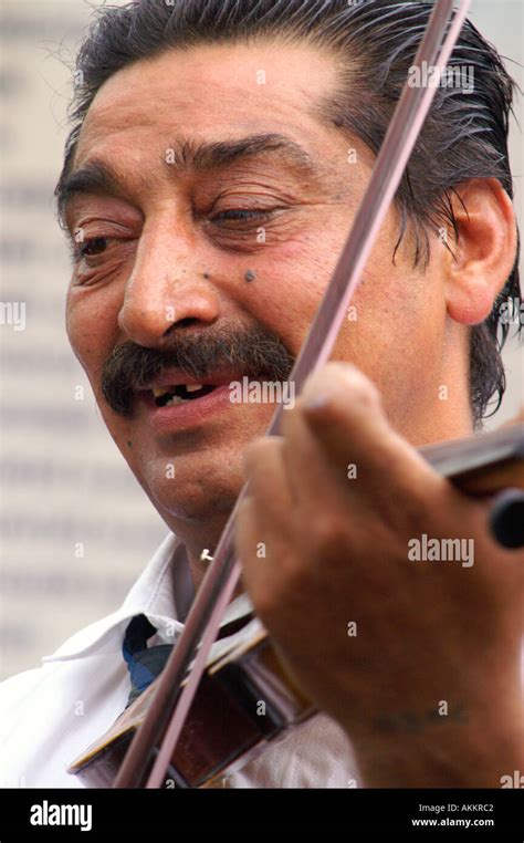 Gypsy Man Playing Violin Face Portrait Slovakia Stock Photo Alamy