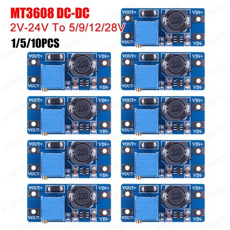 1 10PCS MT3608 DC DC Adjustable Boost Module 2A Boost Plate Step Up