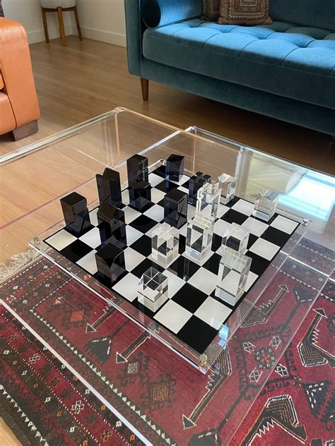 Handcrafted Acrylic Chess Set, Modern Chess Set, Housewarming Gift ...