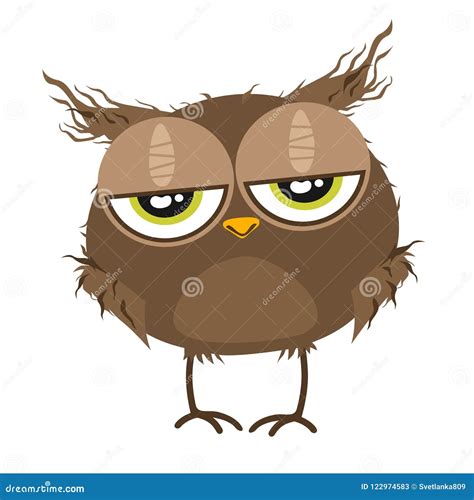 Illustration of a Cute Cartoon Sleepy Owl Stock Vector - Illustration of bird, cartoon: 122974583