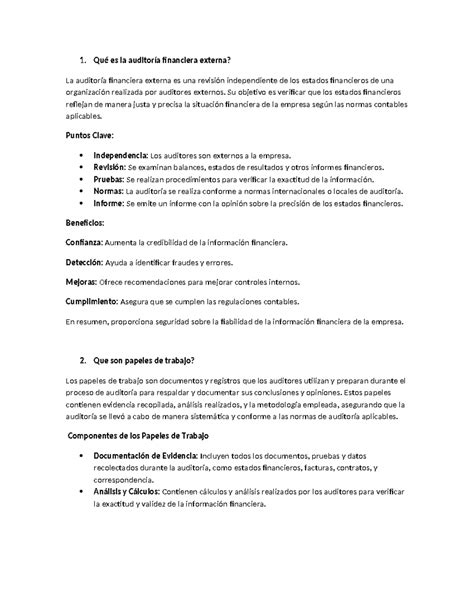 TARE 1 Auditoria 2 CUESTIONARIO UNIDAD I Qué es la auditoría