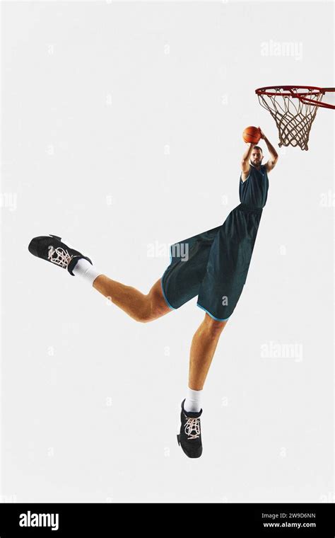 Contemporary Art Collage Athletic Man Basketball Player With Long