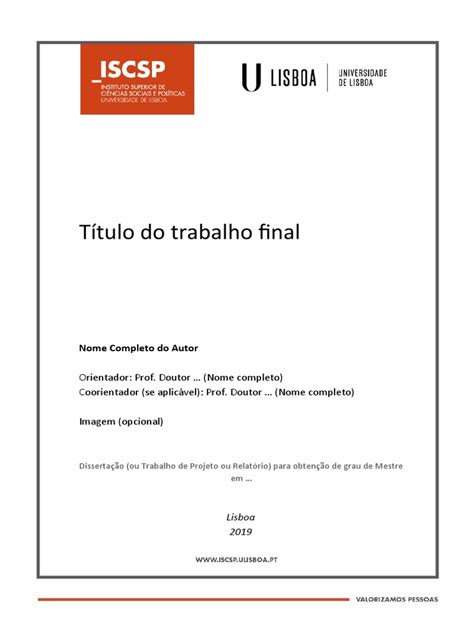 Layout Capa De Mestrados Iscsp Ulisboa Pdf