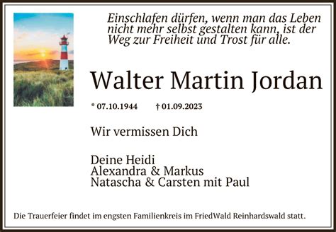 Traueranzeigen Von Walter Martin Jordan Trauer HNA De