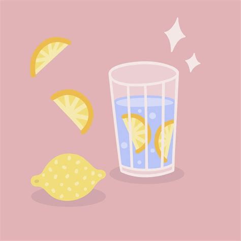 Premium Vector Vector Cute Illustration With Lemon Fruit And Lemon Water