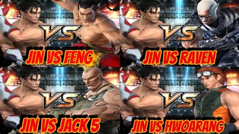 Tekken 5 JIN Vs Feng Raven Jack 5 And Hwoarang 4 Fights