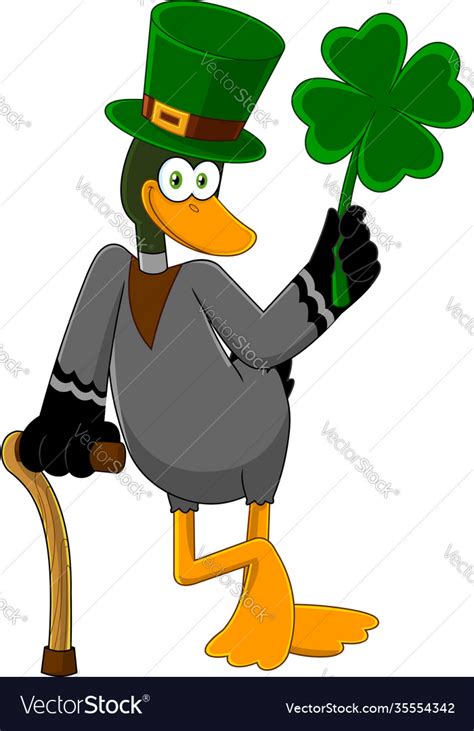 Lucky duck leprechaun cartoon character Royalty Free Vector