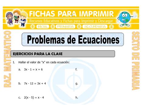 Problemas De Ecuaciones Para Sexto De Primaria Fichas Para Imprimir