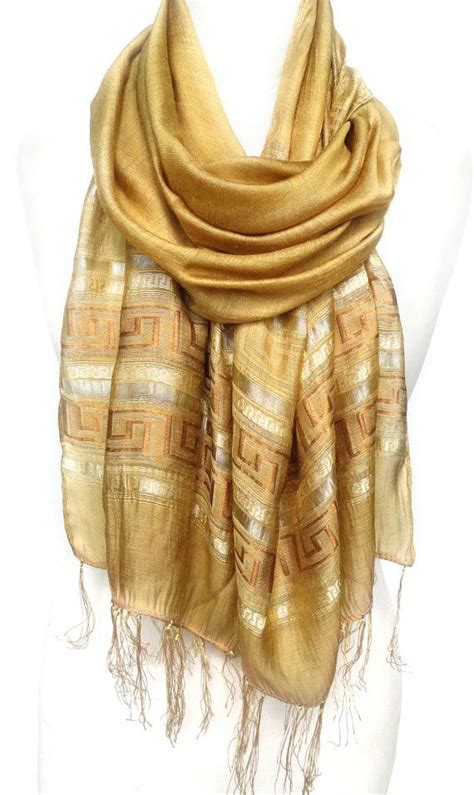 Gold Scarf Sparkly Scarf Shimmering Viscose Scarf Meander Etsy