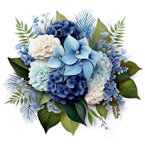 Premium AI Image | Blue Hydrangea Flowers Bouquet