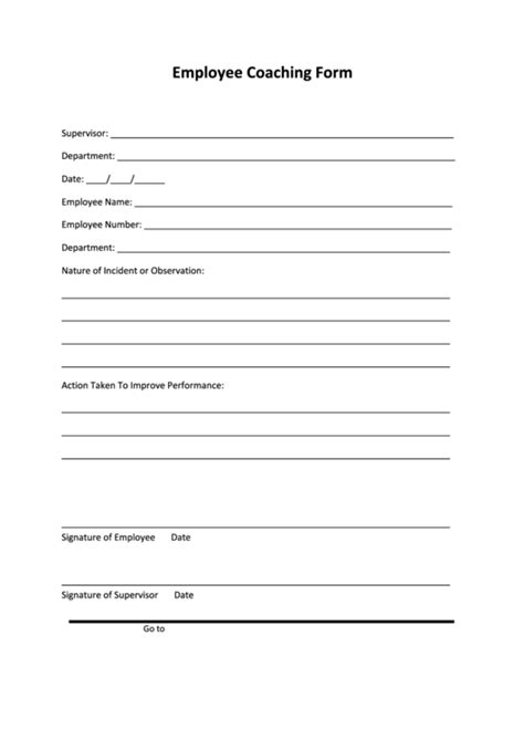 Printable Coaching Form Template