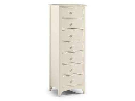 Julian Bowen Cameo 7 Drawer Tall Narrow Ivory Wooden Chest Of Drawers