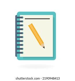 Lesson Pencil Notebook Icon Flat Illustration Stock Vector Royalty