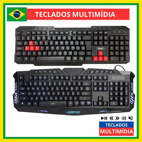 Teclados Gamer Multimidia Computador Usb Abnt Led Preto Shopee Brasil