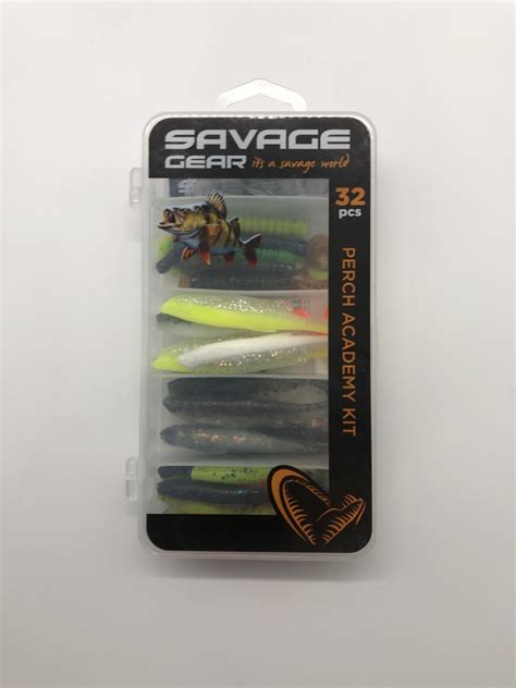 Leurres souples de pêche Savage Gear 32 pièces perch academy kit