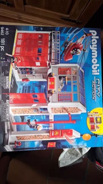 PLAYMOBIL CASERNE DE Pompiers avec Hélicoptère 9462 EUR 50 00