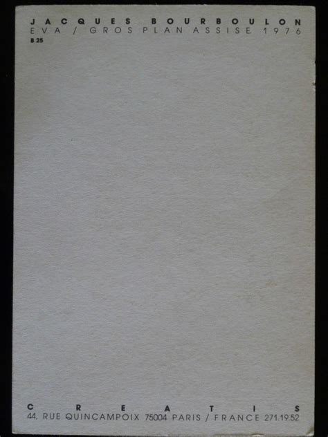 Eva Ionesco Nude Photograph By Jacques Bourboulon Glossy Card France B