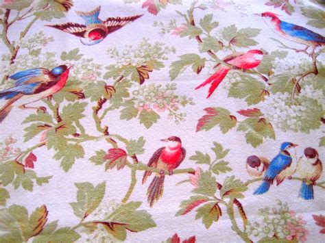 Beautiful French Antique Bird Fabric Napoleon Iii Era Fabric Antique