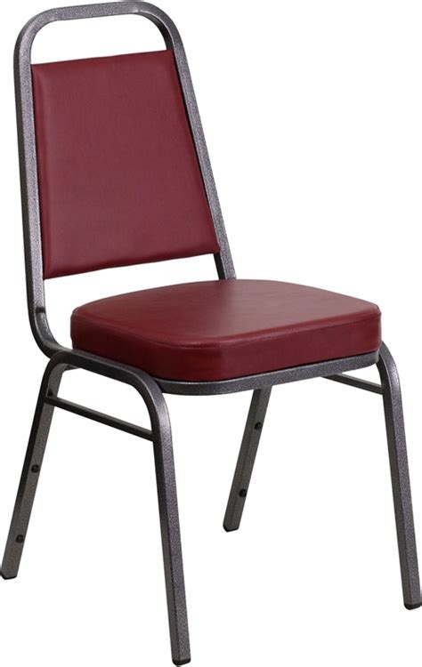 Burgundy Vinyl Banquet Chair Silver Frame