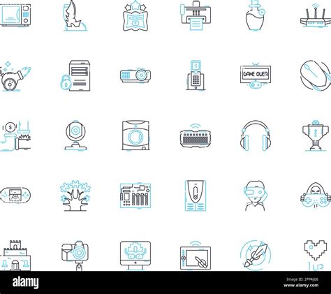 Interactive Entertainment Industry Linear Icons Set Gaming Streaming