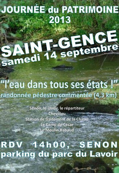 Journ E Du Patrimoine Fermeture Du Blog Rdv Saint Gence Fr