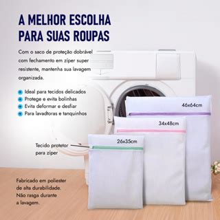 Kit Saquinhos Ziper Lavar Roupa Delicada P M G Saco Protetor De