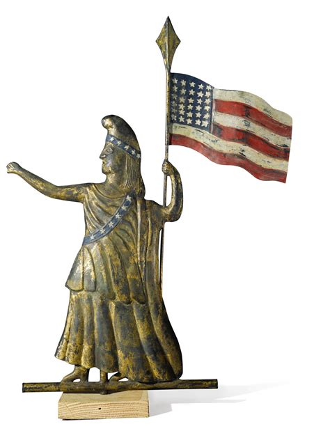 Rare Painted And Molded Copper Goddess Of Liberty Weathervane