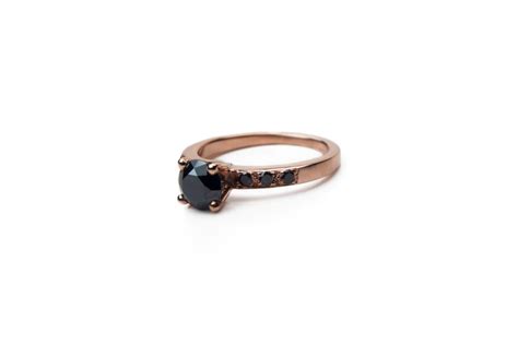 Rose Gold Black Diamond Engagement Ring Vintage Inspired - Etsy