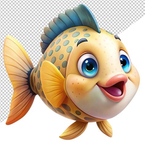 Peixe De Desenho Animado Bonito Em Fundo Transparente PSD Premium