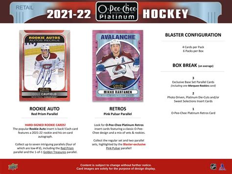 2021 22 Upper Deck O Pee Chee Platinum Hockey 6 Pack Blaster Box Da