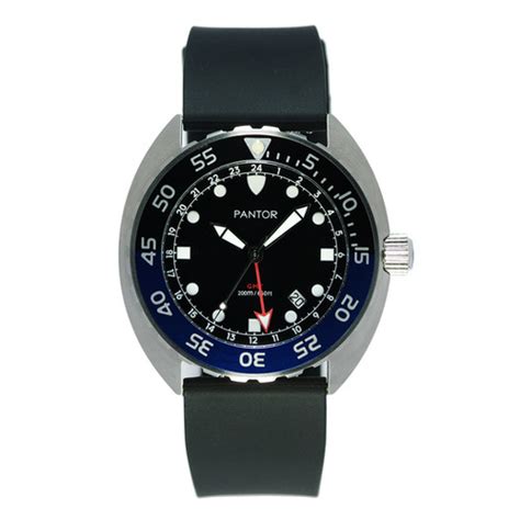 Pantor Nautilus Gmt Watch Dual Time Display With Blue And Black Bezel