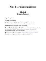 MSimon RC21 9 2017 Docx Nine Learning Experiences RC II 1 Science