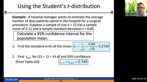 Confidence Intervals For The Mean Sigma Unknown Youtube