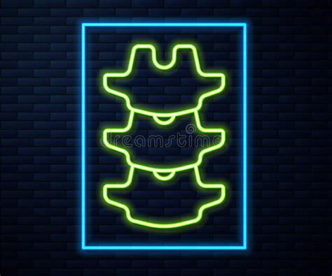 Glowing Neon Line Human Spine Icon Isolated On Brick Wall Background