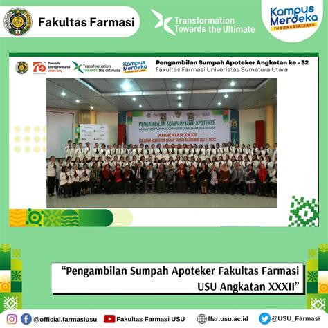 Pengambilan Sumpah Apoteker Fakultas Farmasi Usu Angkatan Xxxii