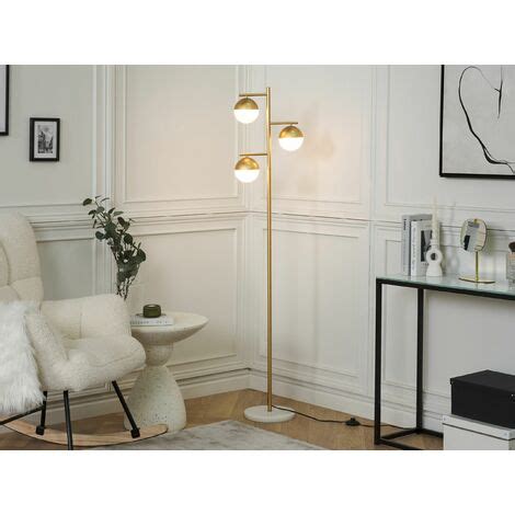 Modern Glam Floor Lamp For Living Room Metal Round 3 Glass Shades