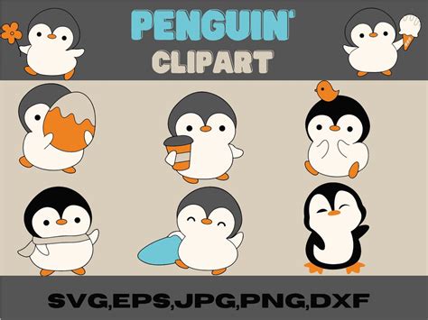 Baby Penguin Clipart Bundle Penguin Svg Cute Penguin Clipart Baby