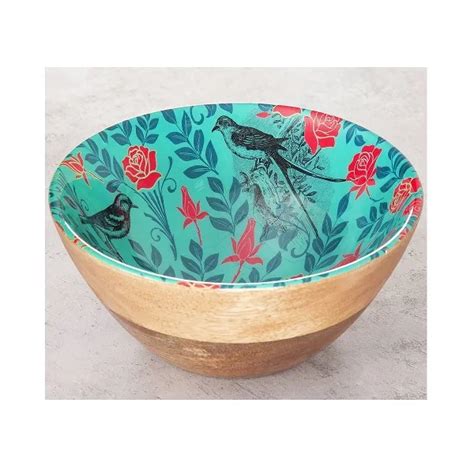 Farmhouse Mango Wood Bowl Enamel Finished Decorative Wood Bowl Salad Serving Bowl Buy