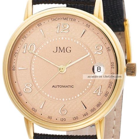 Jmg Herren Armbanduhr Automatic 585 Gelbgold Leder Glasboden