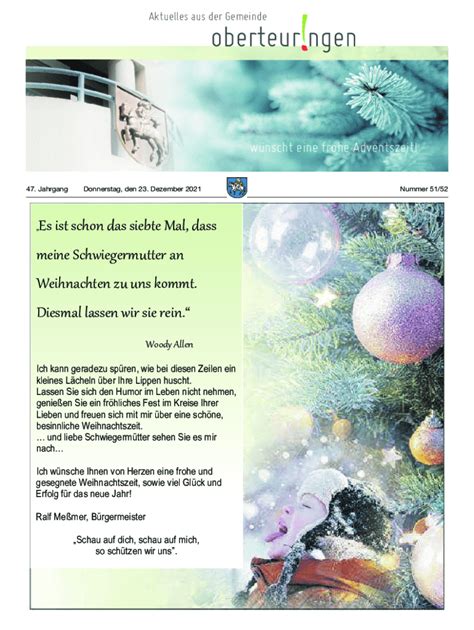 Fillable Online Mitteilungsblatt KW 51 Pdf In Der Gemeinde