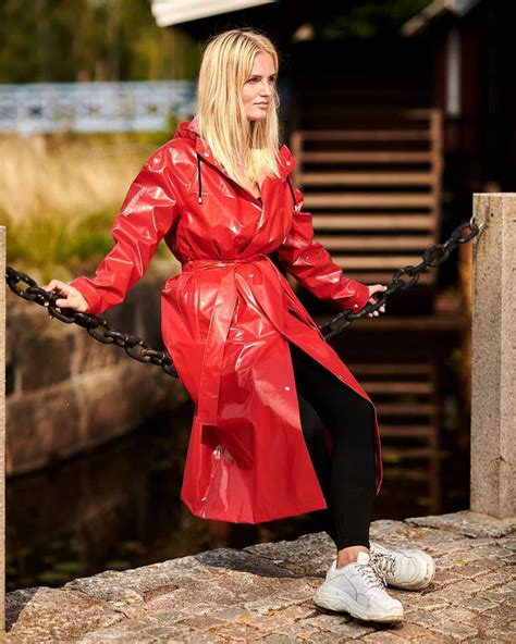 Rainwear From Sweden On Instagram Shiny Red Retro Coat Red Raincoat