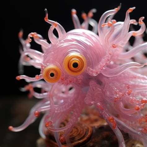 Premium Photo A Pink Sea Creature With Orange Eyes