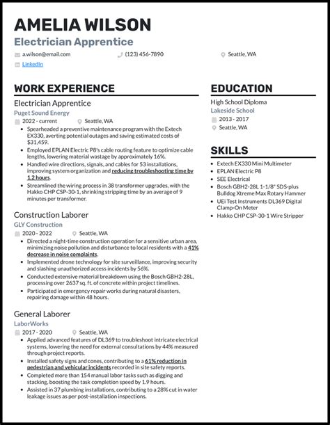 5 Electrical Apprentice Resume Examples Templates